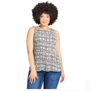 Avenue Crew Neck Sleeveless Watercolor Relaxed Fit Blouse Plus‎ size 34/36 5X